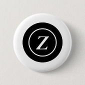 Zwart-wit cirkel custom initiaal ronde button 5,7 cm (Voorkant)