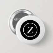 Zwart-wit cirkel custom initiaal ronde button 5,7 cm (Voorkant /achterkant)
