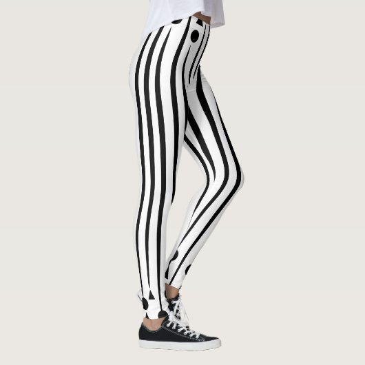 Zwart-wit cirkel driehoek streeppatroon leggings (Rechts)