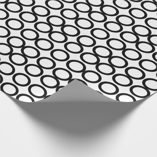 Zwart-wit cirkel geometrisch patroon cadeaupapier (Hoek)