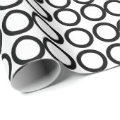 Zwart-wit cirkel geometrisch patroon cadeaupapier (Rol Hoek)