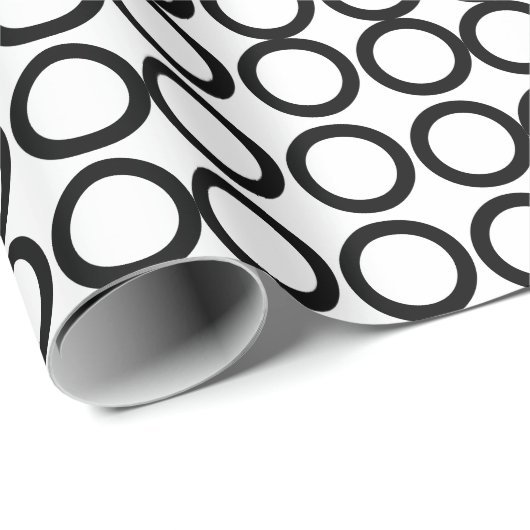 Zwart-wit cirkel geometrisch patroon cadeaupapier (Rol Hoek)