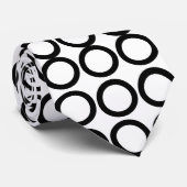 Zwart-wit cirkel geometrisch patroon stropdas (Opgerold)