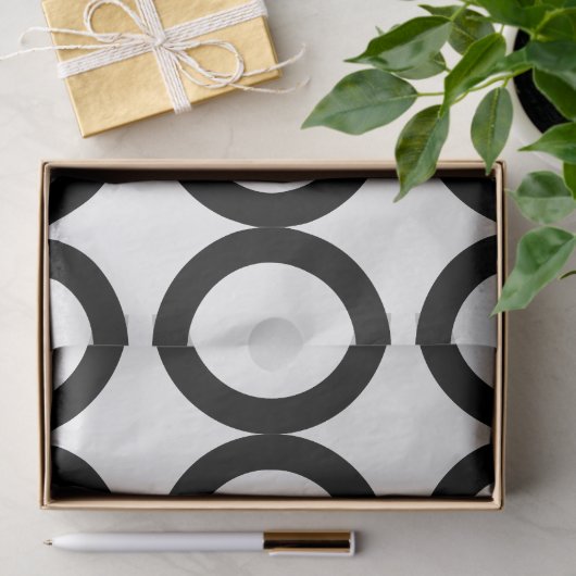 Zwart-wit cirkel geometrisch patroon tissuepapier (Geschenk)