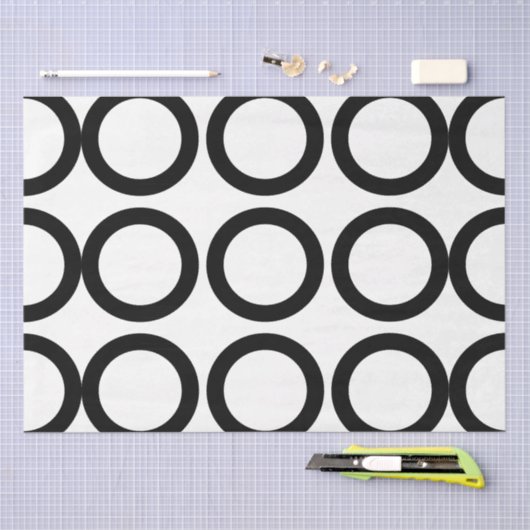 Zwart-wit cirkel geometrisch patroon tissuepapier (Craft)