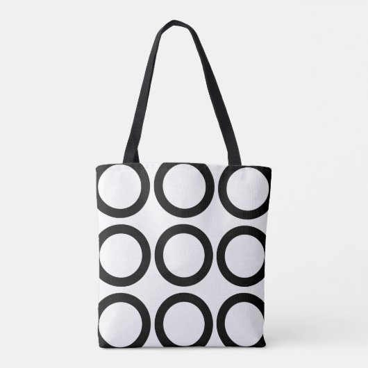 Zwart-wit cirkel geometrisch patroon tote bag (Achterkant)