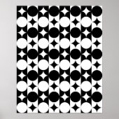 Zwart-wit Cirkel Ster Raster Strepen Poster (Voorkant)