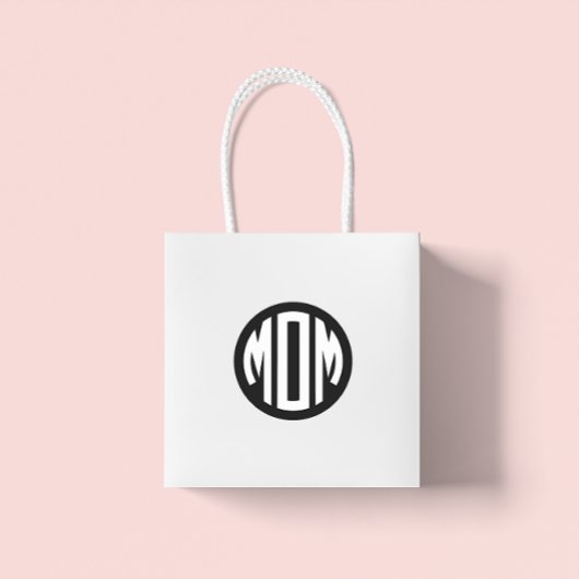 Zwart-wit cirkelmonogram MOEDER Ronde Sticker