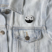 Zwart-wit cirkelontwerp ronde button 3,2 cm (In situ)