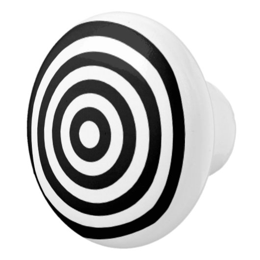 Zwart wit cirkelpatroon Bullseye Doelontwerp Keramische Knop (Rechts)