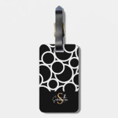 Zwart-wit cirkelpatroon met monogram bagagelabel (Achterkant verticaal)
