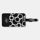 Zwart-wit cirkelpatroon met monogram bagagelabel (Achterkant horizontaal)