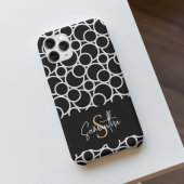 Zwart-wit cirkelpatroon met monogram Case-Mate iPhone case