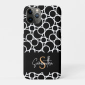 Zwart-wit cirkelpatroon met monogram Case-Mate iPhone case (Achterkant)