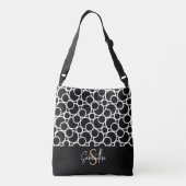 Zwart-wit cirkelpatroon met monogram crossbody tas (Achterkant)