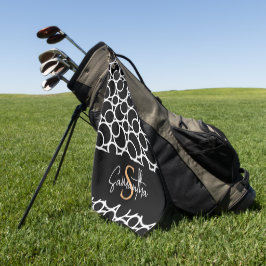 Zwart-wit cirkelpatroon met monogram golfhanddoek