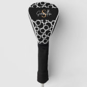 Zwart-wit cirkelpatroon met monogram golfheadcover (Voorkant)