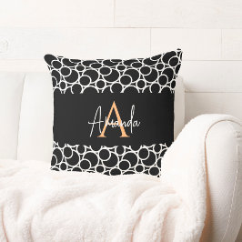 Zwart-wit cirkelpatroon met monogram kussen