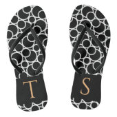 Zwart-wit cirkelpatroon met monogram teenslippers (Voetbed)