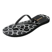 Zwart-wit cirkelpatroon met monogram teenslippers (Schuin)