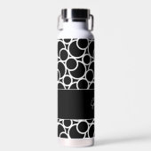 Zwart-wit cirkelpatroon met monogram waterfles (Voorkant)