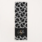 Zwart-wit cirkelpatroon met monogram yogamat (Voorkant)