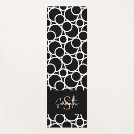 Zwart-wit cirkelpatroon met monogram yogamat
