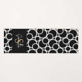 Zwart-wit cirkelpatroon met monogram yogamat (Voorkant (horizontaal))