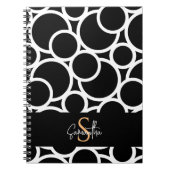 Zwart-wit cirkelpatroon met naam notitieboek (Voorkant)
