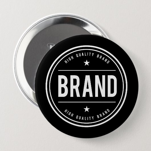 Zwart-wit cirkelvormig badge-logo ronde button 4,0 cm (Voorkant /achterkant)