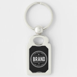 Zwart-wit cirkelvormig badge-logo sleutelhanger