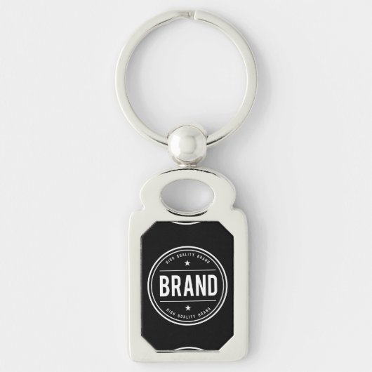 Zwart-wit cirkelvormig badge-logo sleutelhanger (Voorkant)