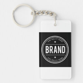Zwart-wit cirkelvormig badge-logo sleutelhanger
