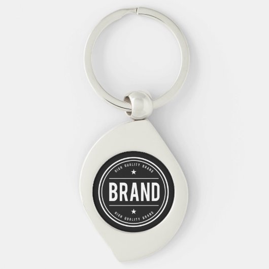 Zwart-wit cirkelvormig badge-logo sleutelhanger (Voorkant)