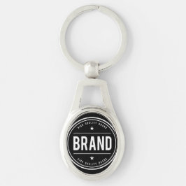 Zwart-wit cirkelvormig badge-logo sleutelhanger