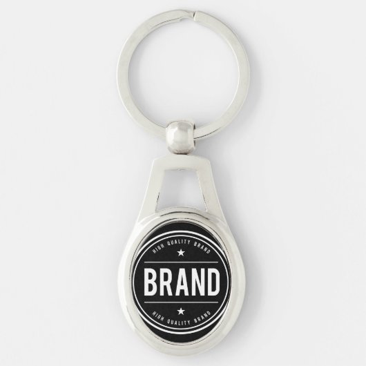 Zwart-wit cirkelvormig badge-logo sleutelhanger (Voorkant)