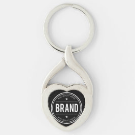 Zwart-wit cirkelvormig badge-logo sleutelhanger