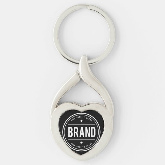 Zwart-wit cirkelvormig badge-logo sleutelhanger (Voorkant)