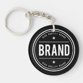 Zwart-wit cirkelvormig badge-logo sleutelhanger