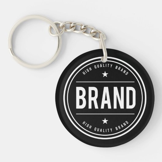 Zwart-wit cirkelvormig badge-logo sleutelhanger (Voorkant)