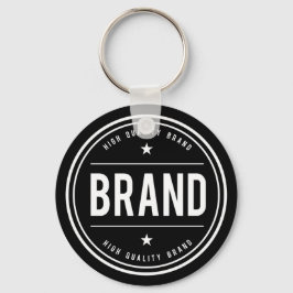 Zwart-wit cirkelvormig badge-logo sleutelhanger