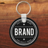 Zwart-wit cirkelvormig badge-logo sleutelhanger (Achterkant)