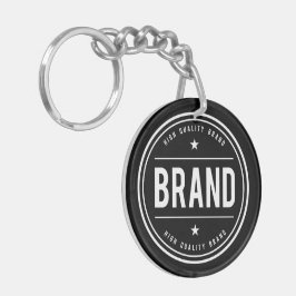 Zwart-wit cirkelvormig badge-logo sleutelhanger