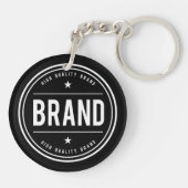 Zwart-wit cirkelvormig badge-logo sleutelhanger (Achterkant)