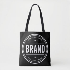 Zwart-wit cirkelvormig badge-logo tote bag