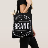 Zwart-wit cirkelvormig badge-logo tote bag (Dichtbij)