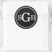 Zwart-wit cirkelvormig traditioneel monogram ronde sticker (Tas)