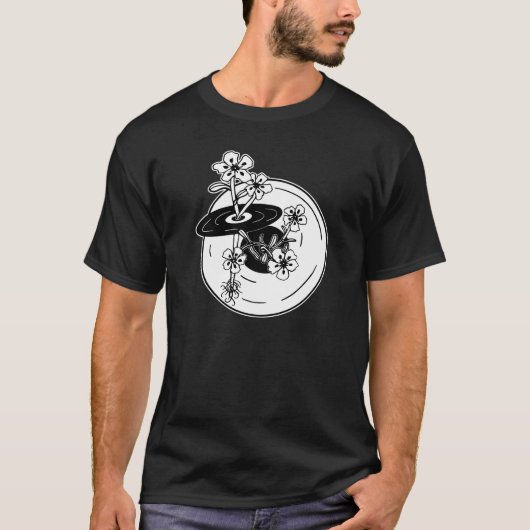 Zwart-wit Cistus Vinyl/Record T-shirt (Voorkant)
