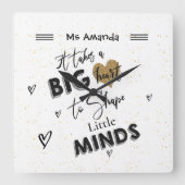 Zwart wit citaat Oppervlaktewaarderen Hartbenaming Vierkante Klok (Voorkant)