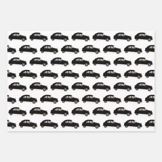 Zwart-wit citroen 2 CV patroon Inpakpapier Vel (Voorkant)